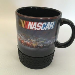 NASCAR  Racing Fan Silicon Tire Base  Race Car Coffee Mug Tea Cup Rare and HTF